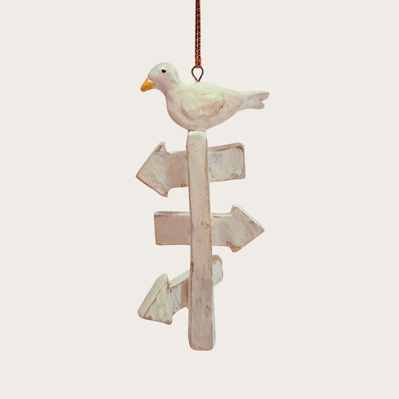 Seagull Hanging Beach Boats Shells Directional Sign Ornament - Picture 2 of 2